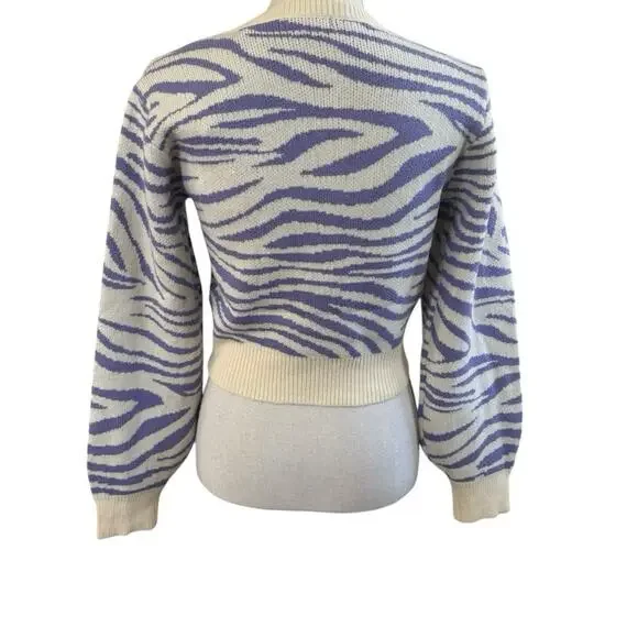 New Papermoon Light Purple Cream Animal Print Cardigan Medium - Picture 4 of 6